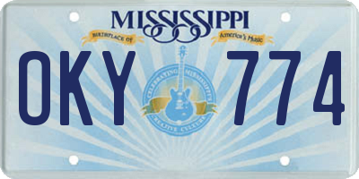 MS license plate OKY774