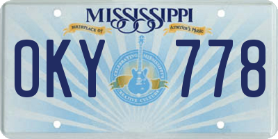 MS license plate OKY778