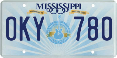 MS license plate OKY780