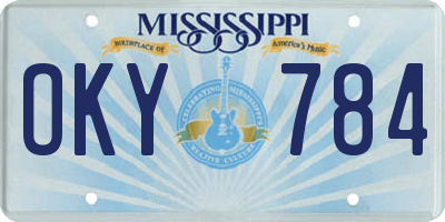 MS license plate OKY784