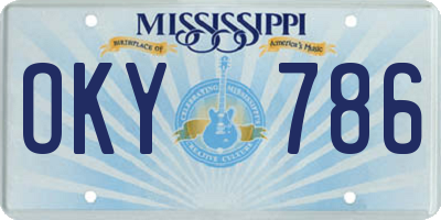 MS license plate OKY786