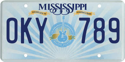MS license plate OKY789
