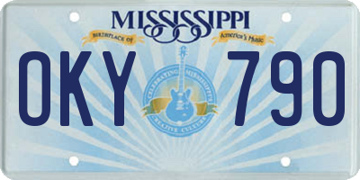 MS license plate OKY790