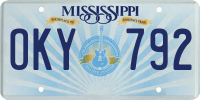 MS license plate OKY792