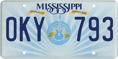 MS license plate OKY793