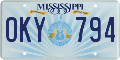 MS license plate OKY794