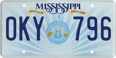 MS license plate OKY796