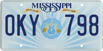 MS license plate OKY798