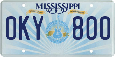 MS license plate OKY800