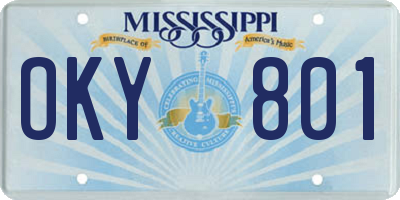 MS license plate OKY801