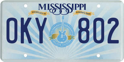 MS license plate OKY802
