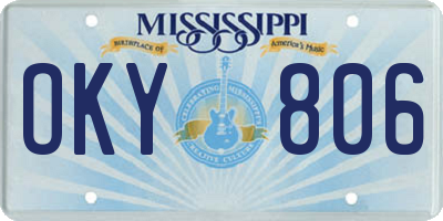 MS license plate OKY806