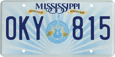 MS license plate OKY815