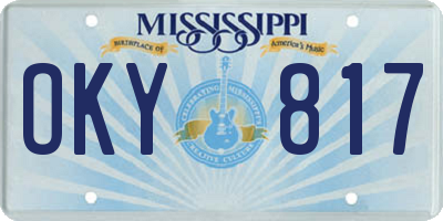 MS license plate OKY817
