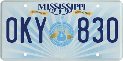 MS license plate OKY830