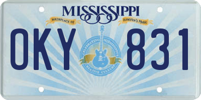 MS license plate OKY831