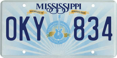 MS license plate OKY834