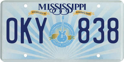 MS license plate OKY838