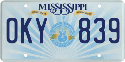 MS license plate OKY839