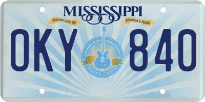 MS license plate OKY840