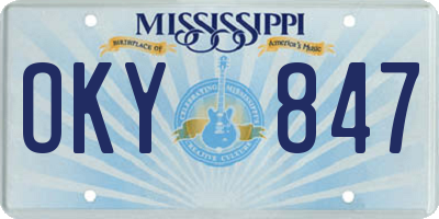 MS license plate OKY847
