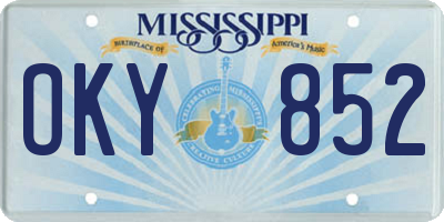 MS license plate OKY852