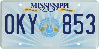 MS license plate OKY853