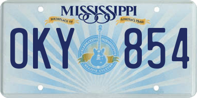 MS license plate OKY854