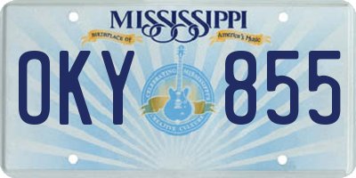 MS license plate OKY855