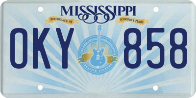 MS license plate OKY858