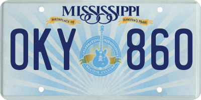 MS license plate OKY860