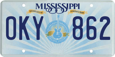 MS license plate OKY862