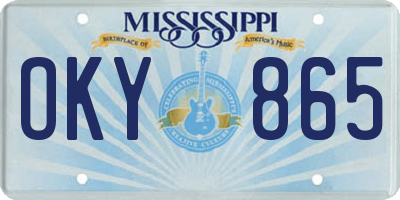 MS license plate OKY865