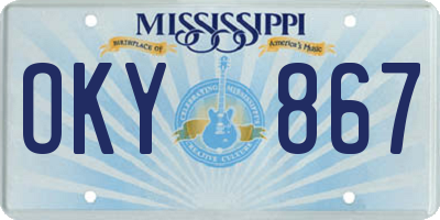 MS license plate OKY867