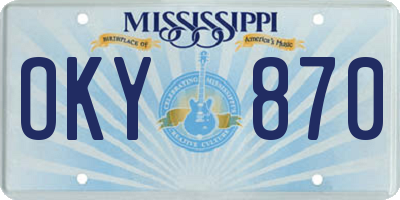 MS license plate OKY870