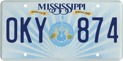 MS license plate OKY874
