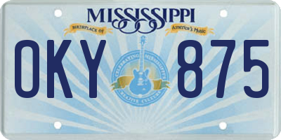 MS license plate OKY875