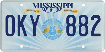 MS license plate OKY882