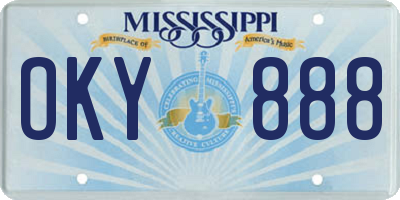 MS license plate OKY888