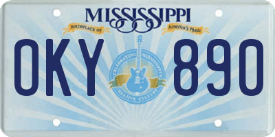 MS license plate OKY890