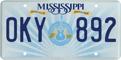 MS license plate OKY892