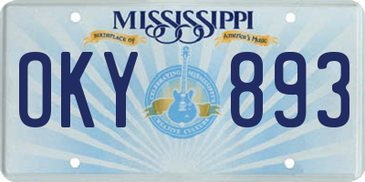 MS license plate OKY893