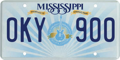MS license plate OKY900