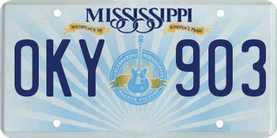 MS license plate OKY903