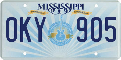 MS license plate OKY905