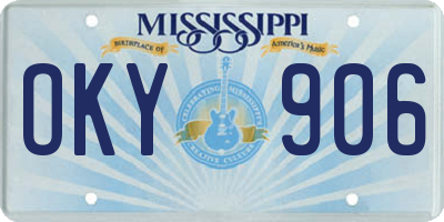 MS license plate OKY906