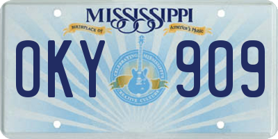 MS license plate OKY909