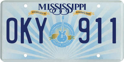 MS license plate OKY911