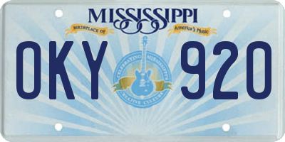 MS license plate OKY920
