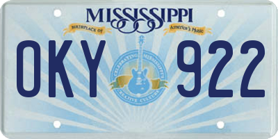 MS license plate OKY922